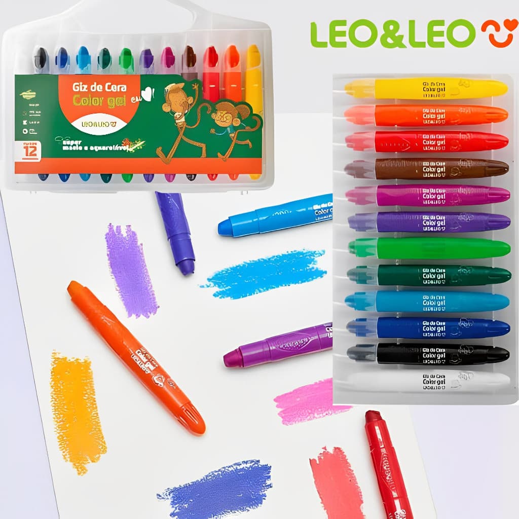 GIZ DE CERA COLOR GEL 12 CORES LEO E LEO