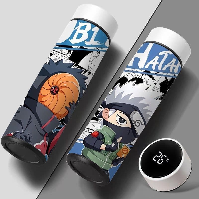 Copo Térmico Inteligente Naruto Obito Sasuke com Display de Temperatura, 500ml, Grande Capacidade, Aço Inoxidável, Portá
