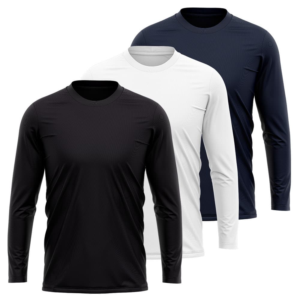 Kit 3 Camisetas Manga Longa Masculina Dry Proteção UV Básica Lisa Academia Treino Fitness