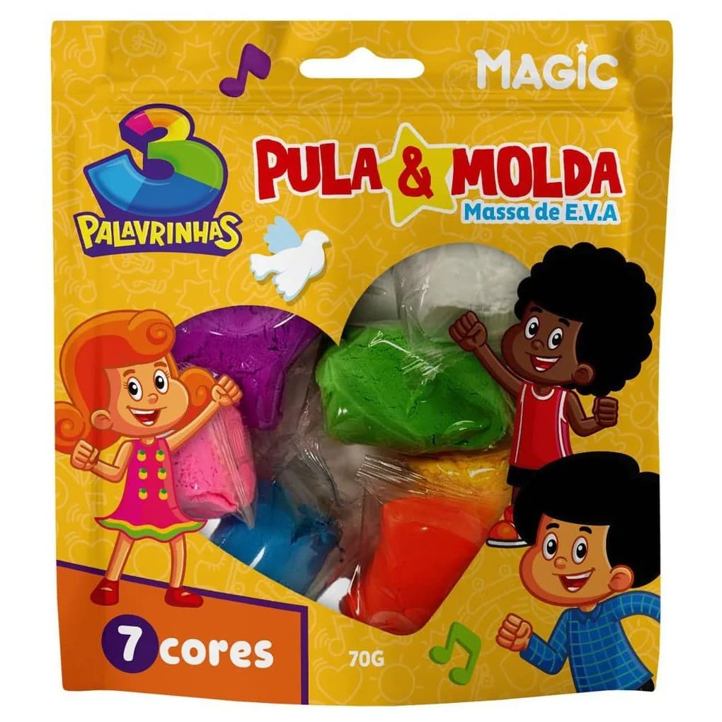 Pula & Molda - Massa de E.V.A - 7 Cores - 3 Palavrinhas