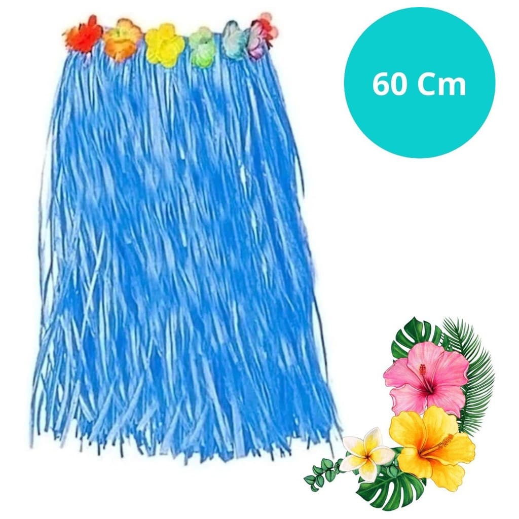 3 Saias Havaiana 60cm Luau Festa Velcro+ Elástico Ajustável