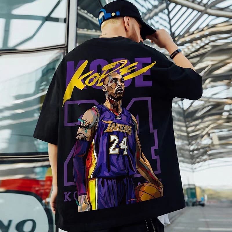 São Camiseta Unissex basketball star Kobe T-shirt oversized Bryant Preto camisa nova