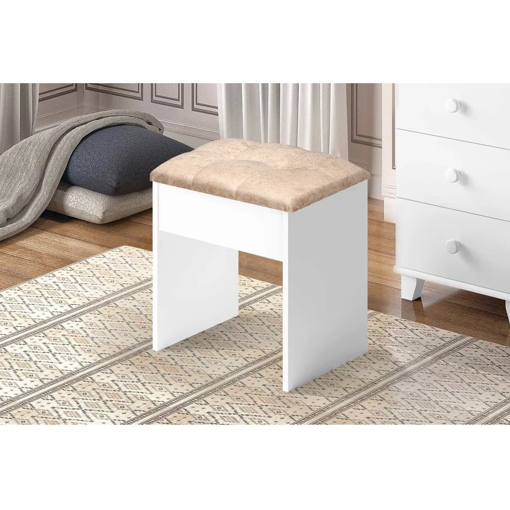 Banqueta para Penteadeira Camarim Plus MDF/MDPcom Assento Estofado Suede Bege