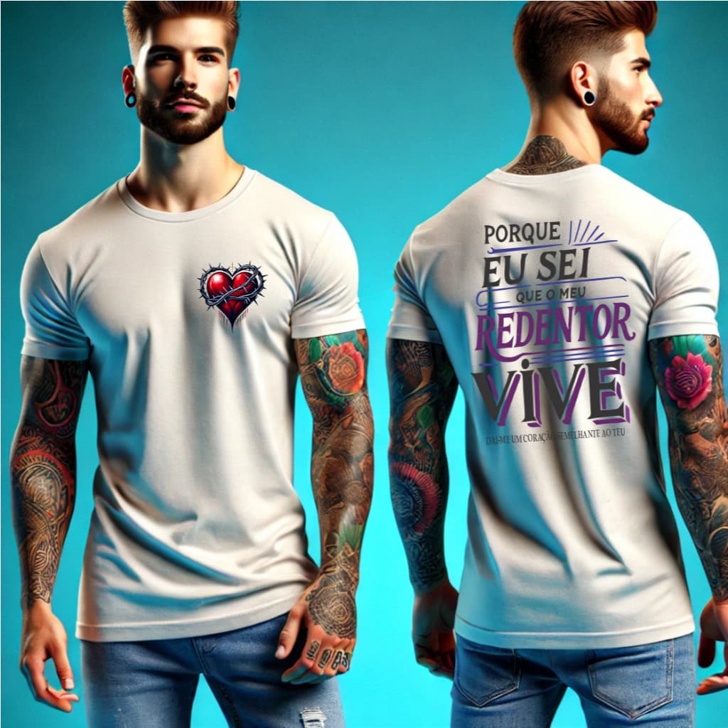 Camiseta Jesus Streetwear Masculina Feminina 100% Algodão Porque eu sei que o meu Redentor vive