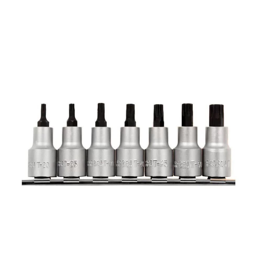 Jogo Soquete Hexalobular TORX Curto WAFT Encaixe 1/2" com 07 peças de T20 a T55