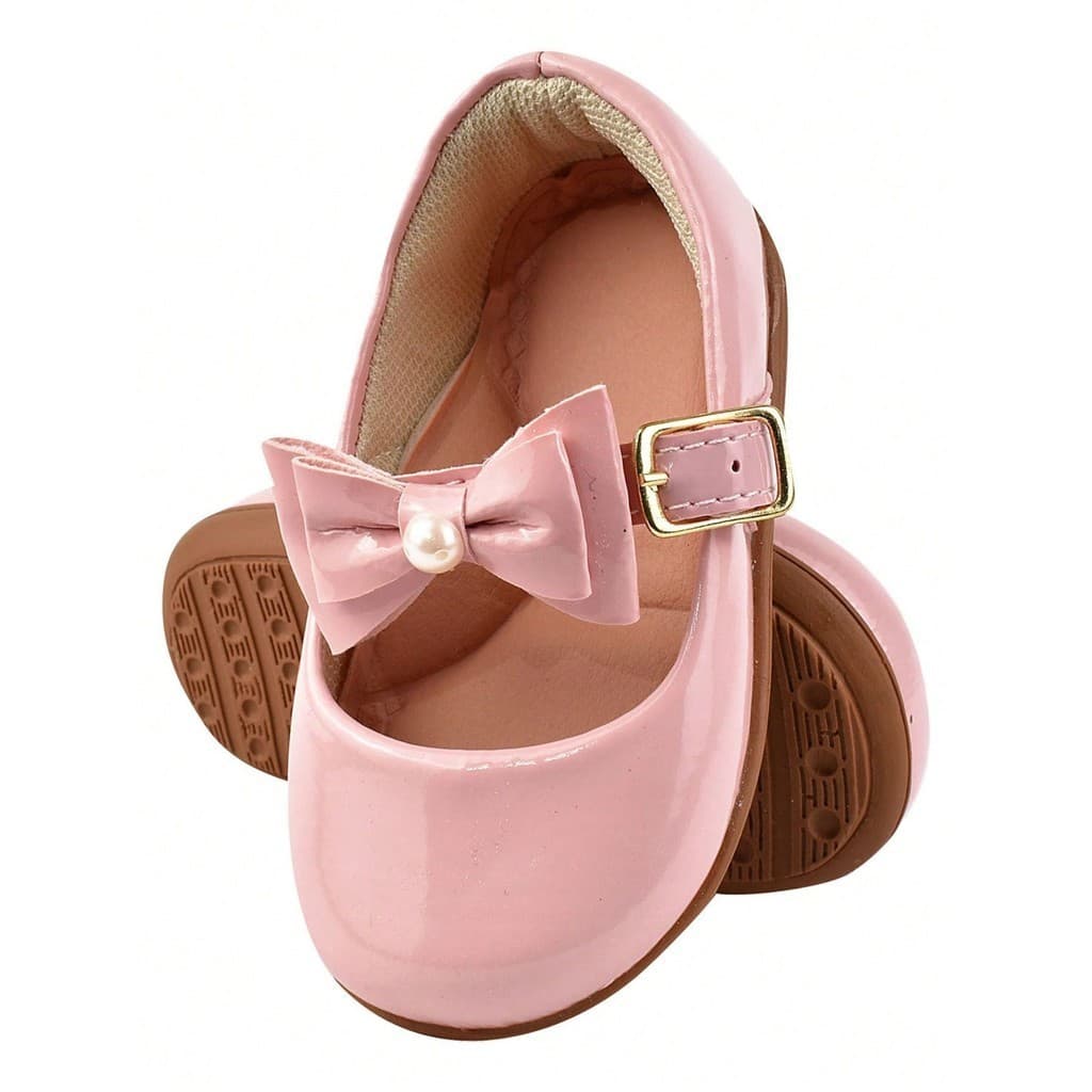 Sapatilha Sandália Casual Infantil Verniz Laço Grande Moda Blogueirinha Cores Casuais