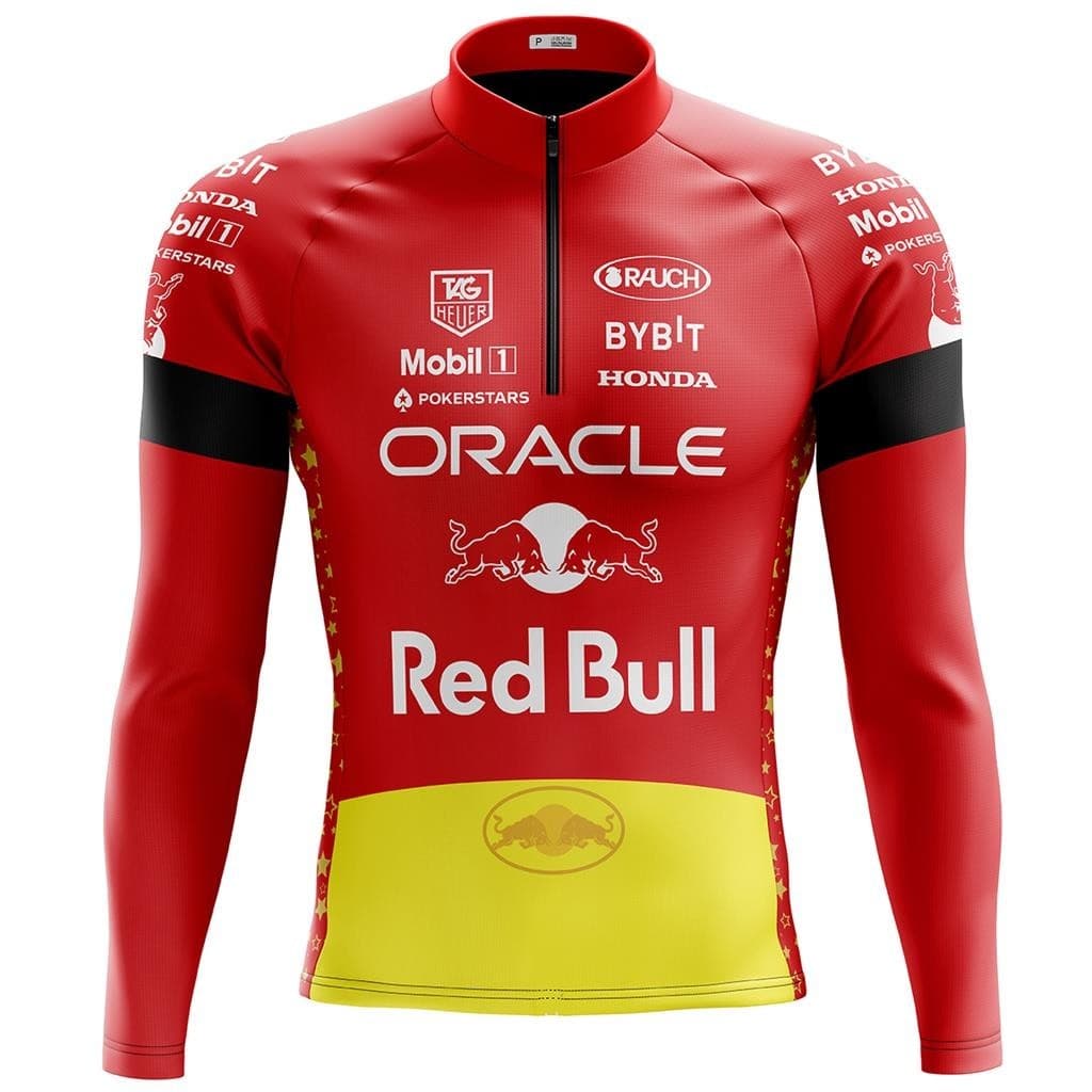 Camisa Ciclismo Camiseta Ciclista Maculina Manga Longa Vermelha Com Bolsos Uv 50+