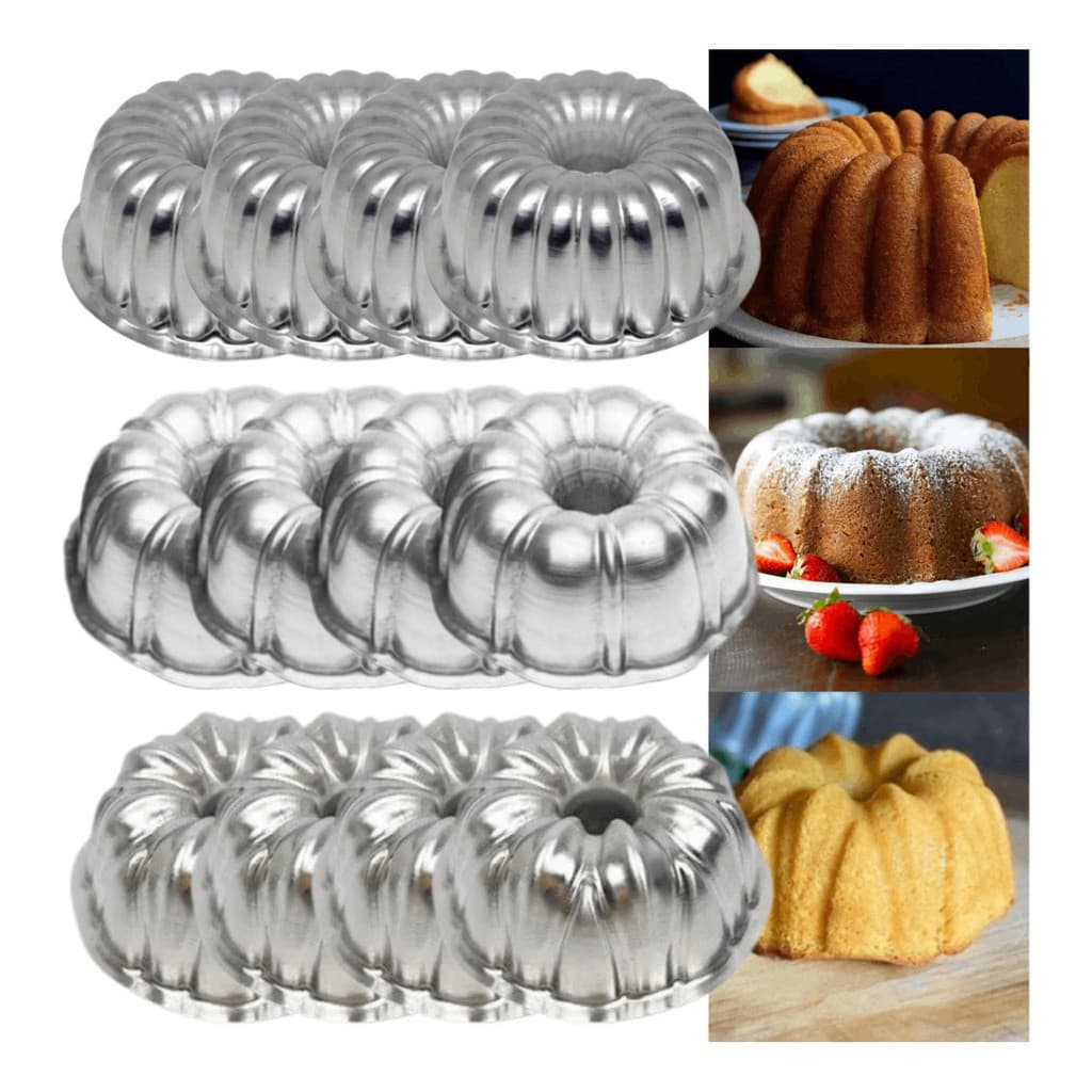 Kit 12x Mini Formas Assadeiras Bolo Pudim Torta Suiça 2,1,3