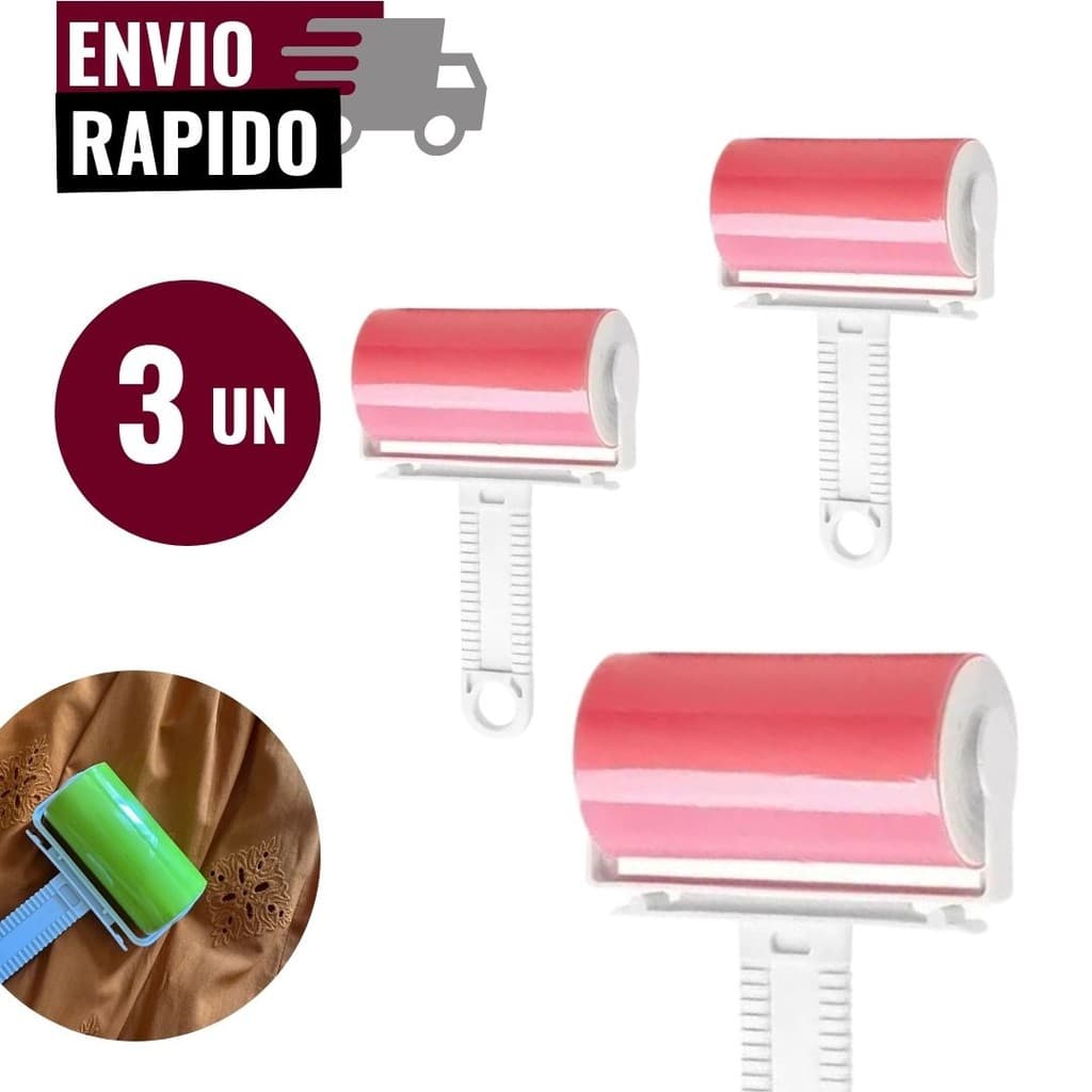 Kit Rolo Tira Pelos de Roupa Tapete Cortina Sofá Lavável Durável