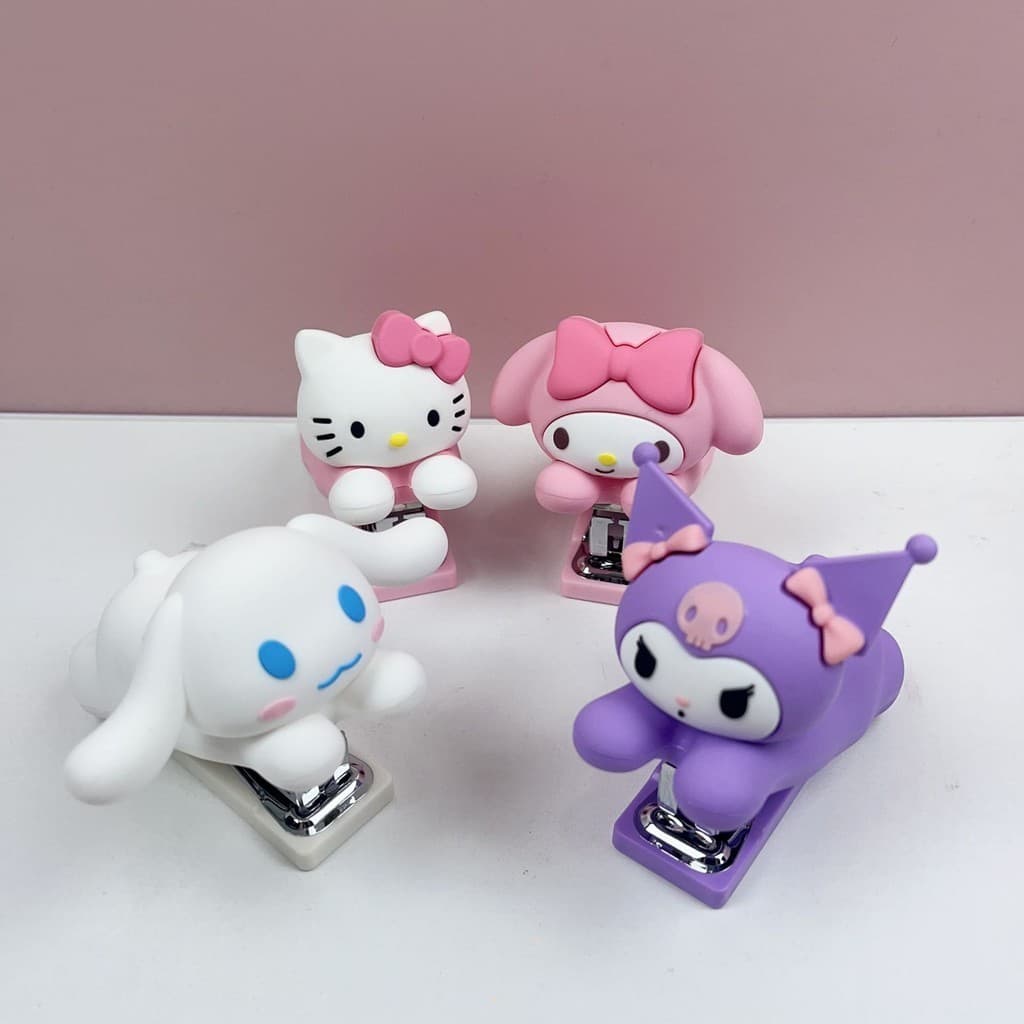 Grampeador de Silicone Sanrio Kuromi Melodí a Cinnamoroll Doll Desktop Student Pequena Máquina de Encadernação para