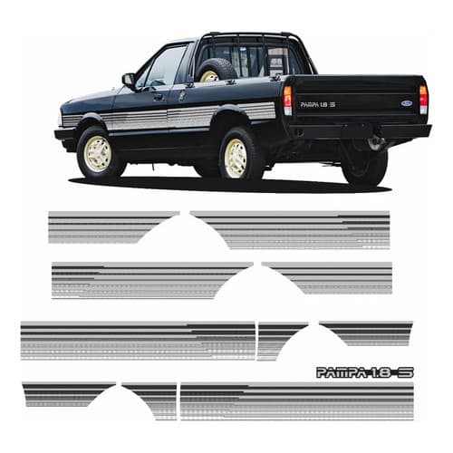 Kit Adesivo Faixa Lateral Traseira Ford Pampa 1.8 S Prata