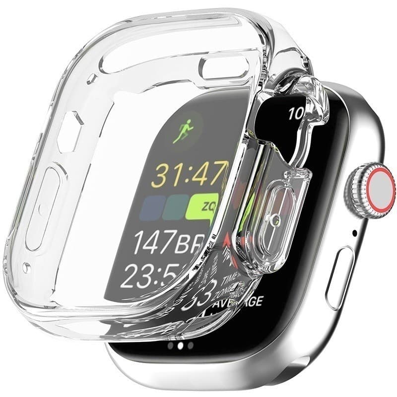 Capa Case TPU Silicone Transparente Protetora Para Apple Watch 38mm 40mm 41mm 42mm 44mm 45mm 49mm ( Selecione o Tamanho do Seu Relogio )