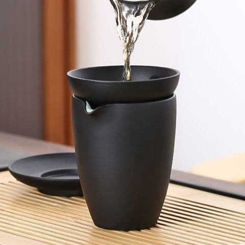 Copo interno de 200ml de cerâmica azul e preta de justiça, so200ml de cerâmica preta azul e azul, Copo único de cerâmica de grande capacidade para uso doméstico Escritório de sala de estar 2.18