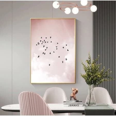 Quadro Decorativo 1 Peça Pássaros Voando Céu Decoração