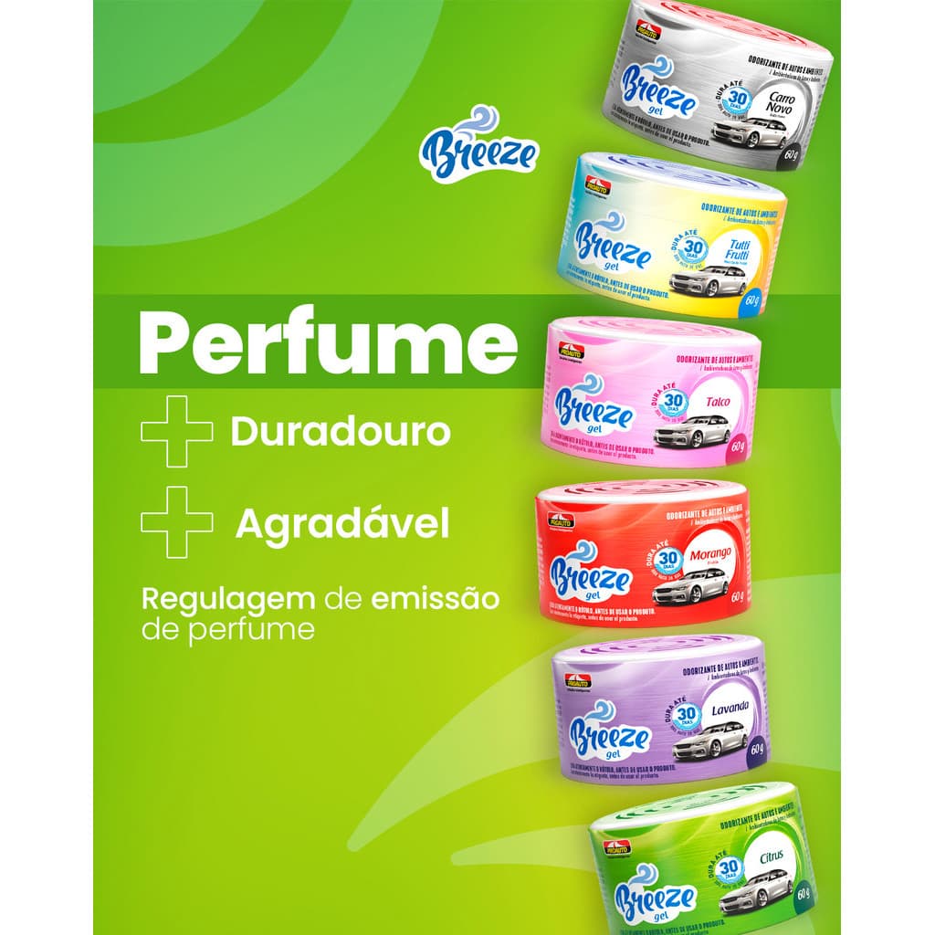 BREEZE GEL 60G – ODORIZANTE (CHEIRINHO) SEGURO E DURADOURO PARA CARRO E AMBIENTES