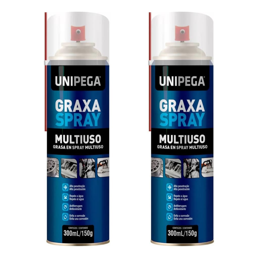 Kit 2 Graxa Spray Lubrificante Anti Ferrugem Unipega 300ml
