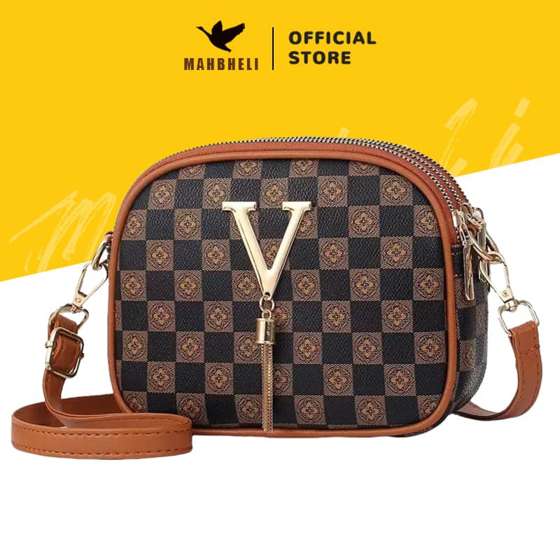 MAHBHELI Bolsa Feminina com 3 Compartimentos Bolsa Transversal em Couro Macio Leve e Prática