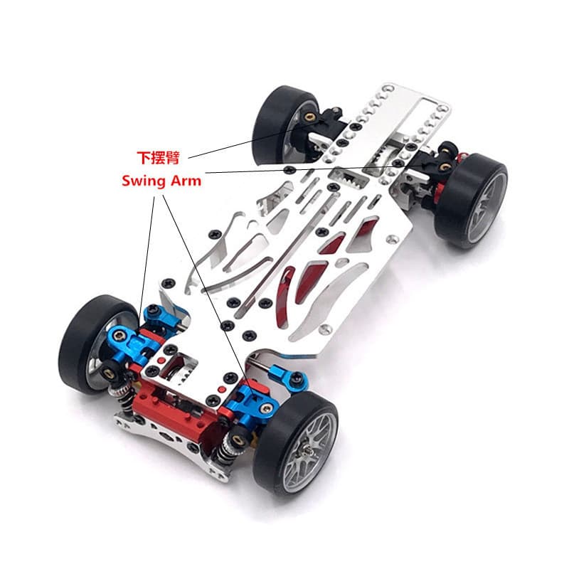 Mosquito Car 1/28 MINI-Q9 Peças de Carro RC com Controle Remoto, Atualização e Modificação em Metal, Braços Oscilantes D