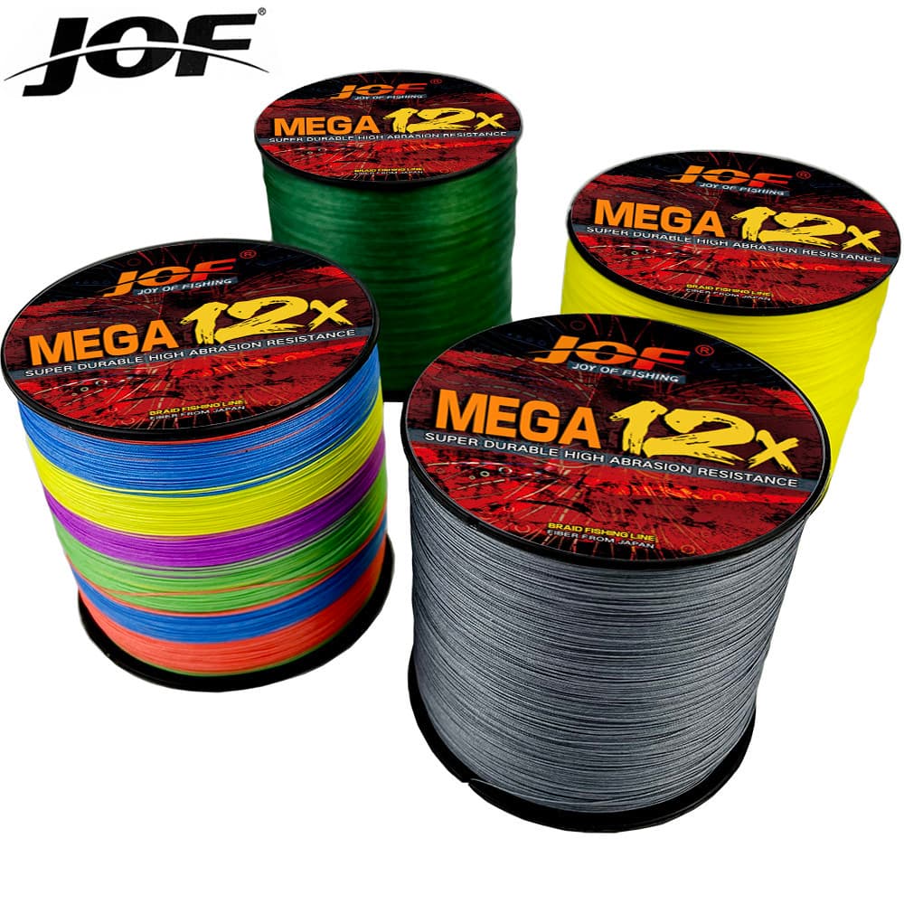 JOF 12 Cordões Linha Trançada Super Forte 12X Fios De Pesca Multifilamentos Para Serviço Pesado 11,3-54,5kg Em Água Doce Salgada