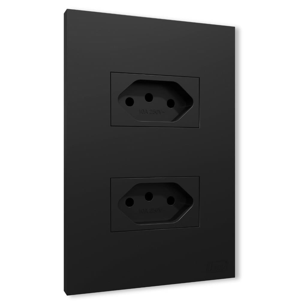 Tomada Dupla 10a 4x2 Grafite Fosco Com Placa Recta B.lux