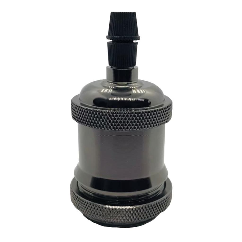Soquete Vintage E27 Preto Pérola Bivolt em Metal para Lâmpada Decorativa