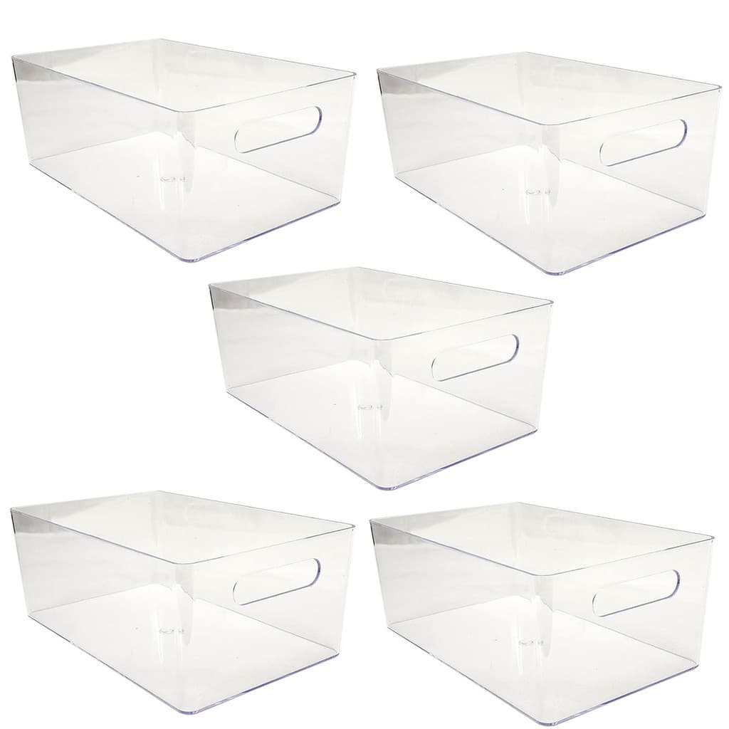 Kit 5 Organizador Caixa Acrilico Multiuso Armario Geladeira