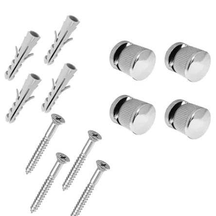 Kit c/ 4 Finessons (Botão Frances) em ABS Cromado + Parafusos p/ Espelhos e Vidros