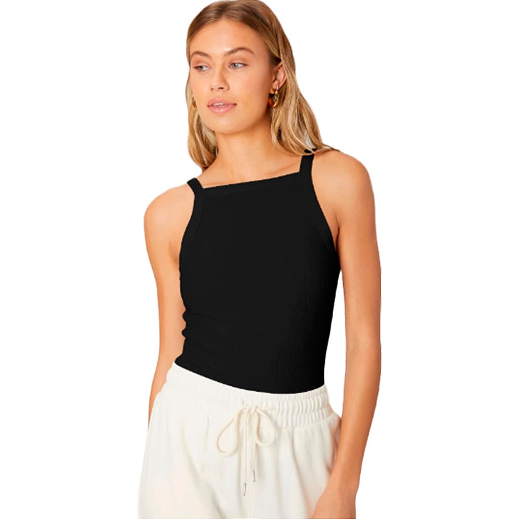 REGATA PLUS SIZE CURVY DE ALÇA EM MALHA CANELADA COM CAVA AMERICANA TAMANHO GG-42-44 MALHA ALGODÃO PRETA BÁSICA