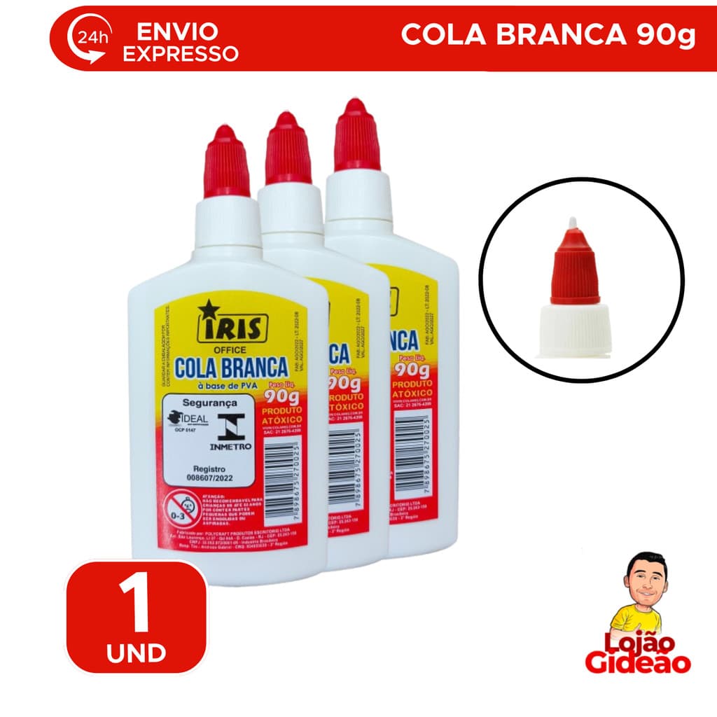 Cola Branca Líquida 90gr Para Artesanato Trabalhos Escolar Escritório