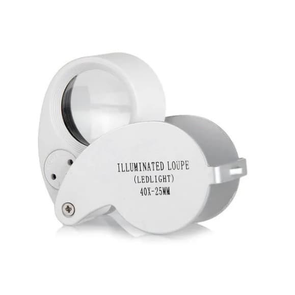 Mini Lupa Mão Led Duplo Zoom 40x 25mm Articulada Joalheiro