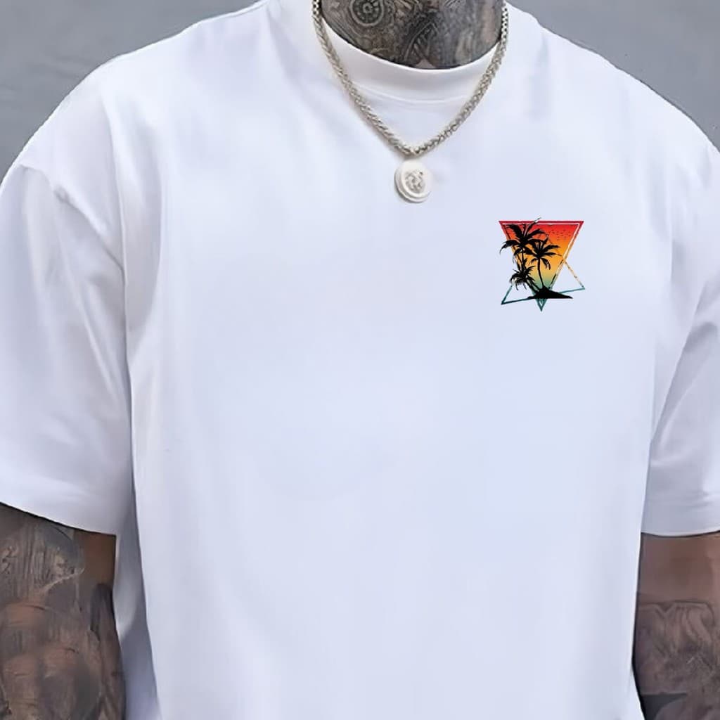 Camiseta Masculina Ilha Minimalista Coqueiros Reggae Music 100% Algodão Promoção