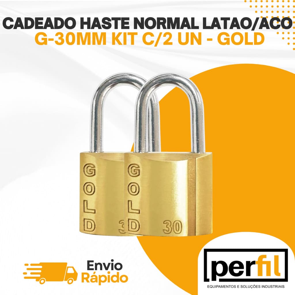 KIT 2 CADEADO HASTE ACO 30MM GOLD cadeado 30mm cadeado medio cadeado bom cadeado mala de viagem