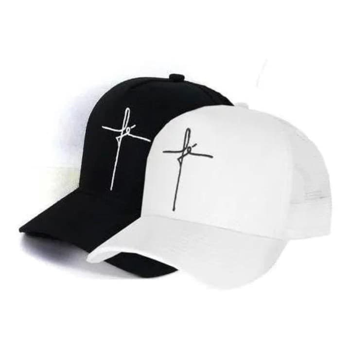 2 Boné Masculino Feminino Preto e Branco Trucker Fé Redinha Aba Curva Neymar Gabriel Jesus Barato