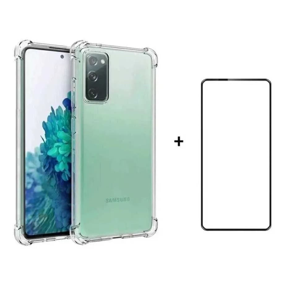Kit 2em1 Capa Antichoque + Película de Vidro 3D Compatível com Samsung Galaxy S20 FE