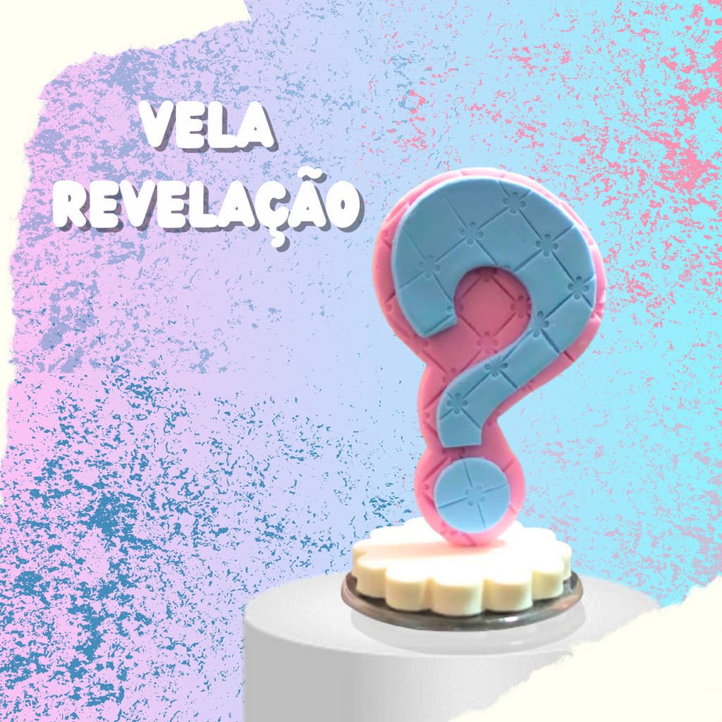 Vela Revelação Com Pavio Magico c/ Base para Bolos e Festas