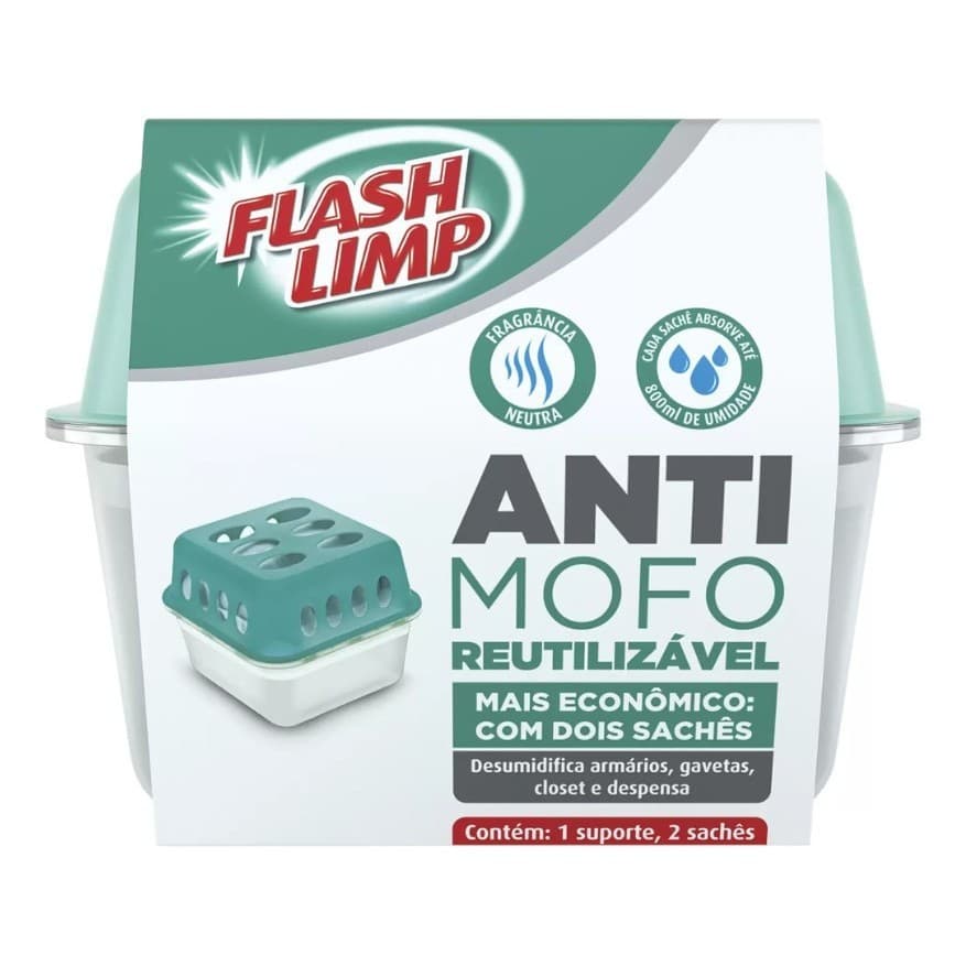 ANTI MOFO FLASH LIMP REUTILIZAVEL 2 SACHES  400G 800G TOTAL