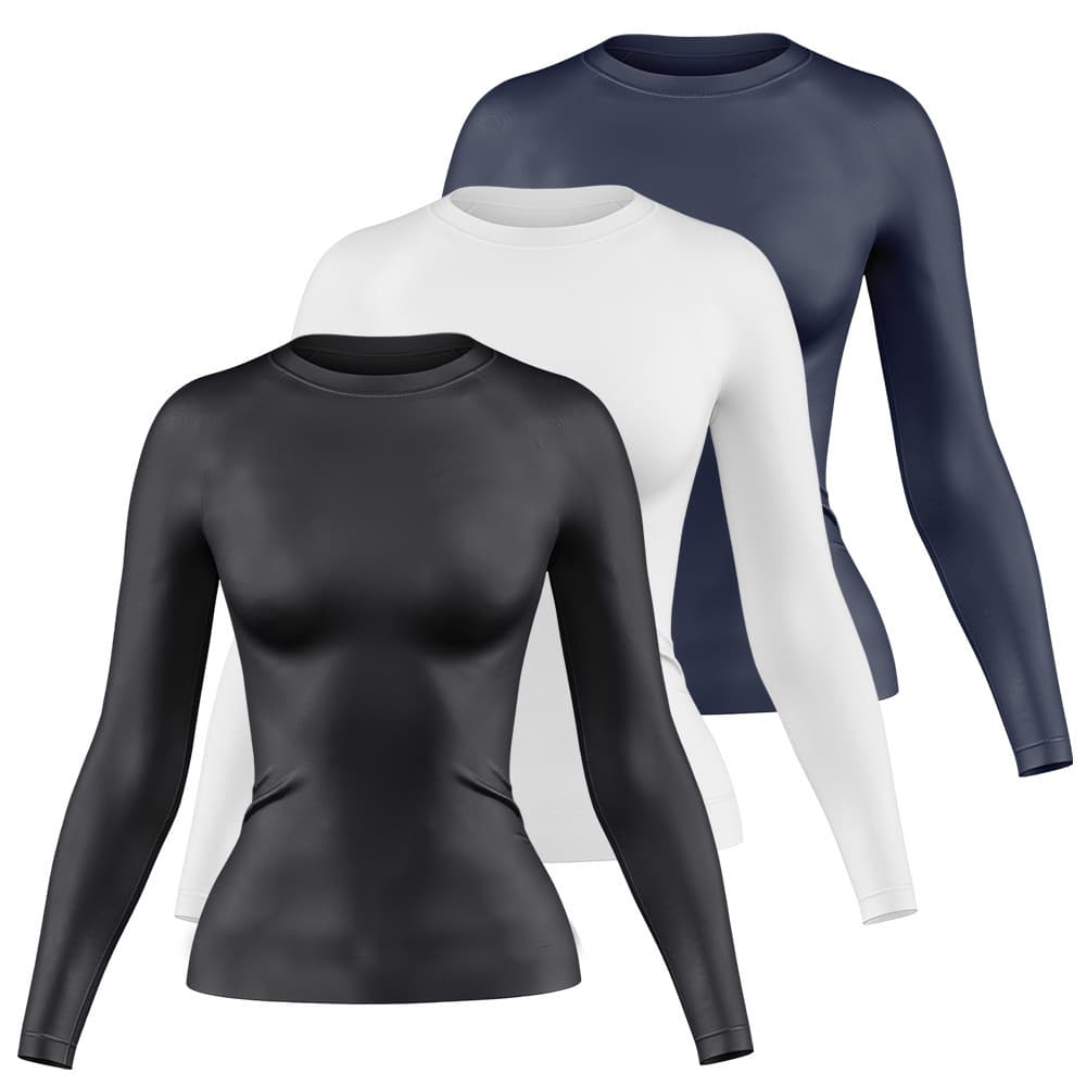 Kit 3 Camisetas Manga Longa Feminina Dry Proteção UV Básica Lisa Academia Treino Fitness