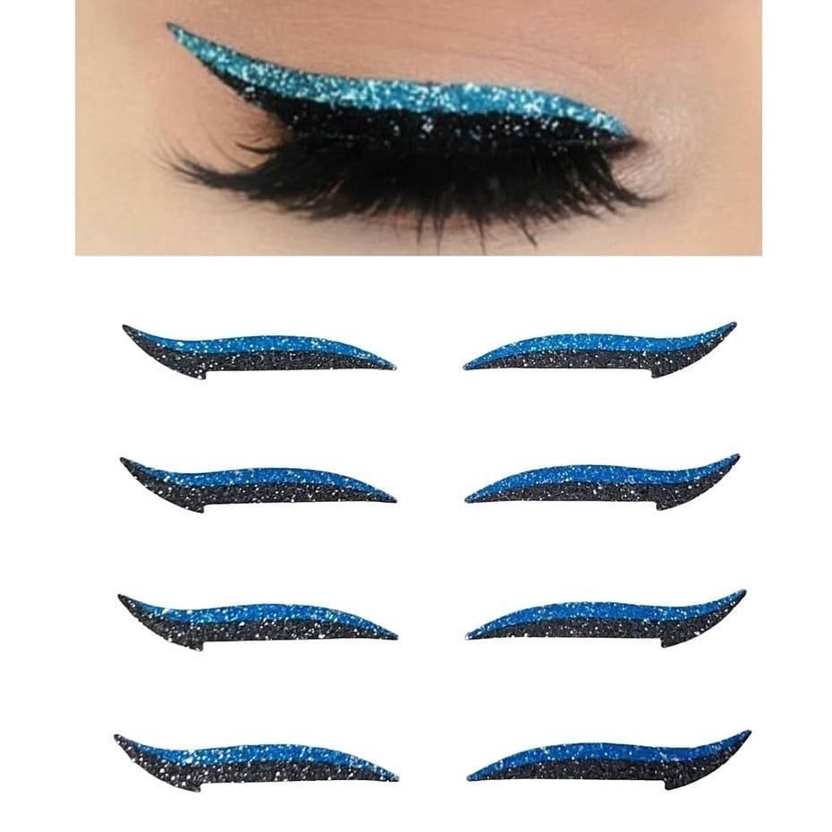 Kit com 4 pares Adesivo Delineador para Feminina -Reutilizável com cola de cílios