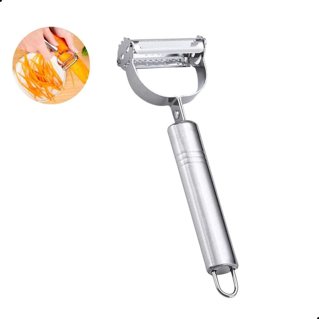 Descascador E Ralador De Frutas Legumes Aço Inox Excelente 2 Em 1 Fatiador