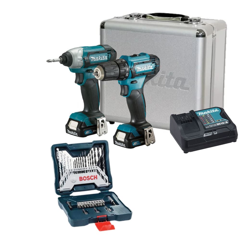 Combo Makita 12V CLX224SAX Furadeira DF333D + Chave Impacto TD110D + Kit 33 Peças