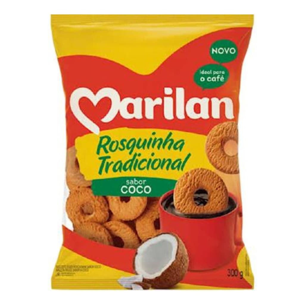 Combo C/ 6 Biscoito Bolacha Rosquinhas De Coco Marilan 300g