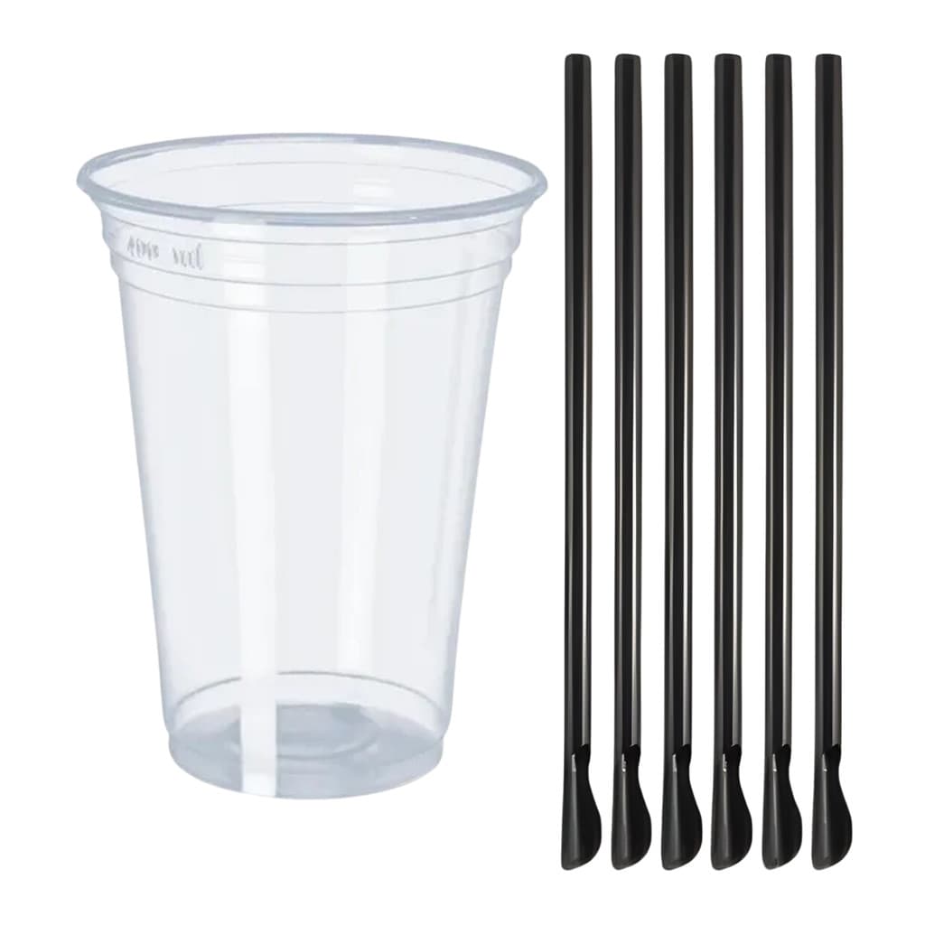 Kit Copao 770ml + Canudo Mexedor Preto 100 Unidades Cada Qualidade em Festas