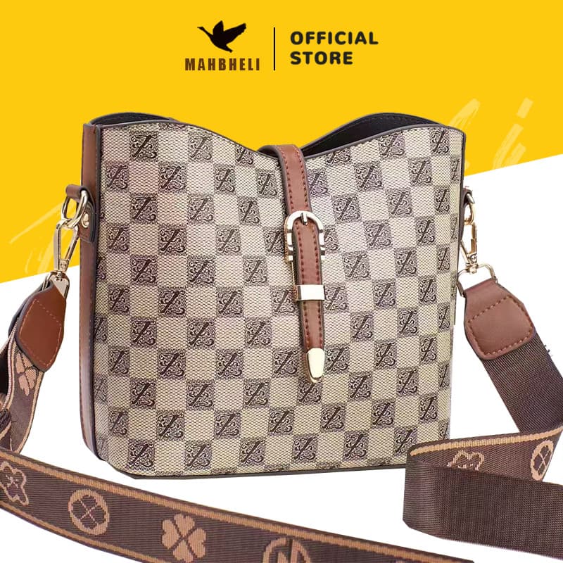 MAHBHELI Bolsa Bucket Feminina Retrô Estampada da Moda Grande Capacidade Bolsa de Ombro Mão e Transversal