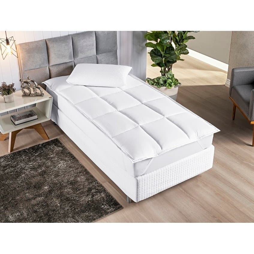 Kit Protetor Pillow Top Cama Solteiro + Travesseiro Silicone