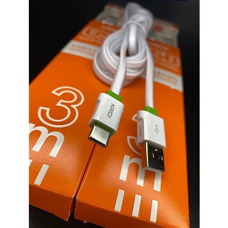 Cabo 3 Metros Turbo Flexível Typo-C ou IOS Lightning ou V8 Micro-USB Não embaraça