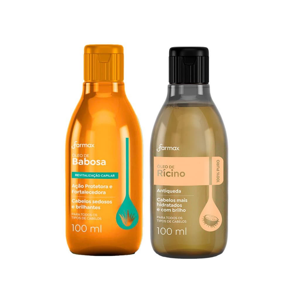 Farmax Kit 2un - 1un Óleo de Babosa + 1un Óleo de Rícino - 100ml