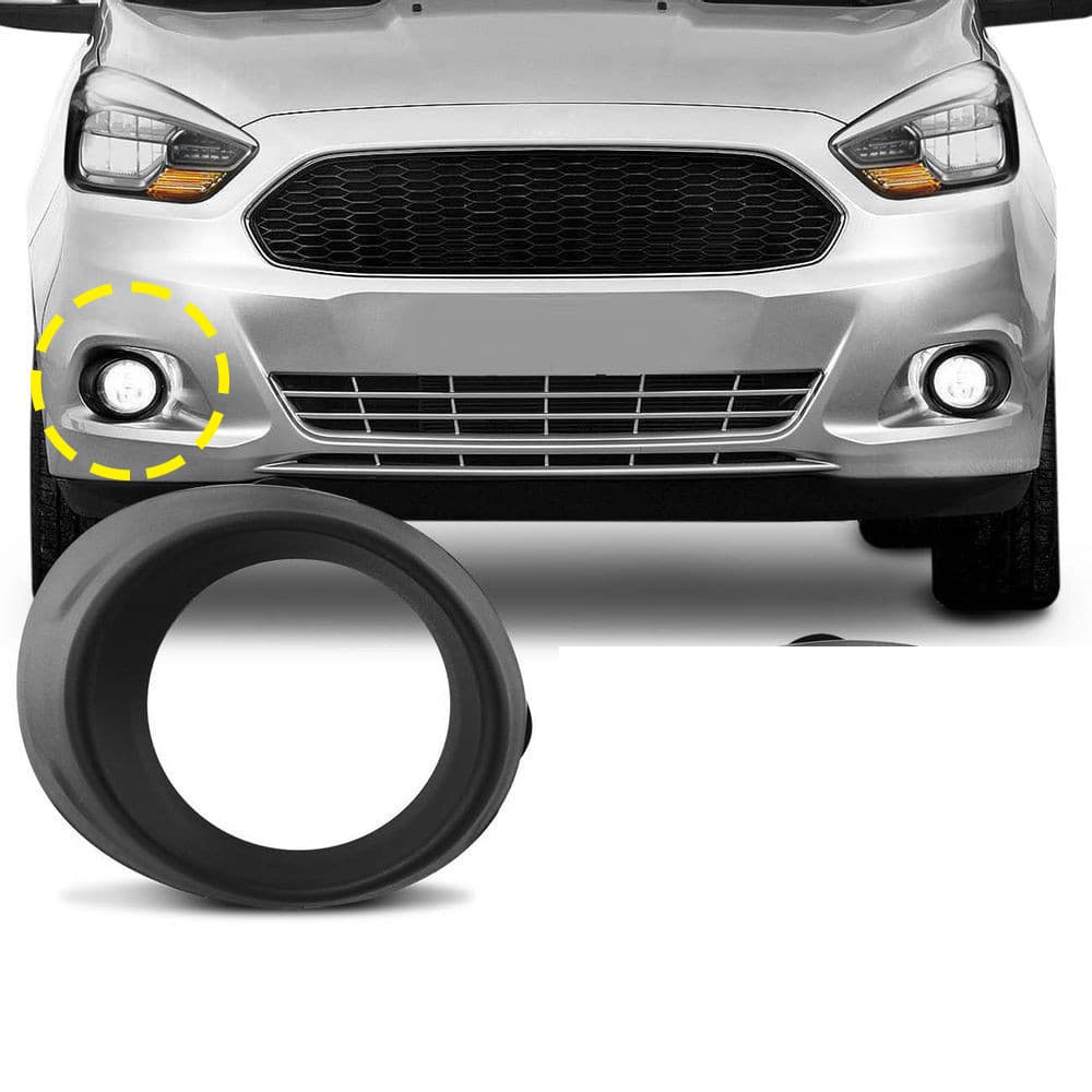 Grade Moldura Farol Milha Lado Direito Ford Ka Hatch Ka+ Sedan 2015 2016 2017 2018 Preto Com Furo