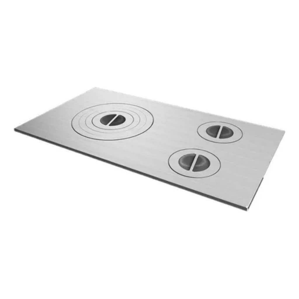 Chapa Para Fogão A Lenha 3 Furos Ferro Fundido Polida 45x65cm