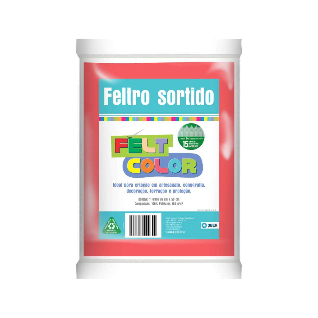 Feltro Feltcolor Liso Coral Fluorescente - 70cm x 50cm