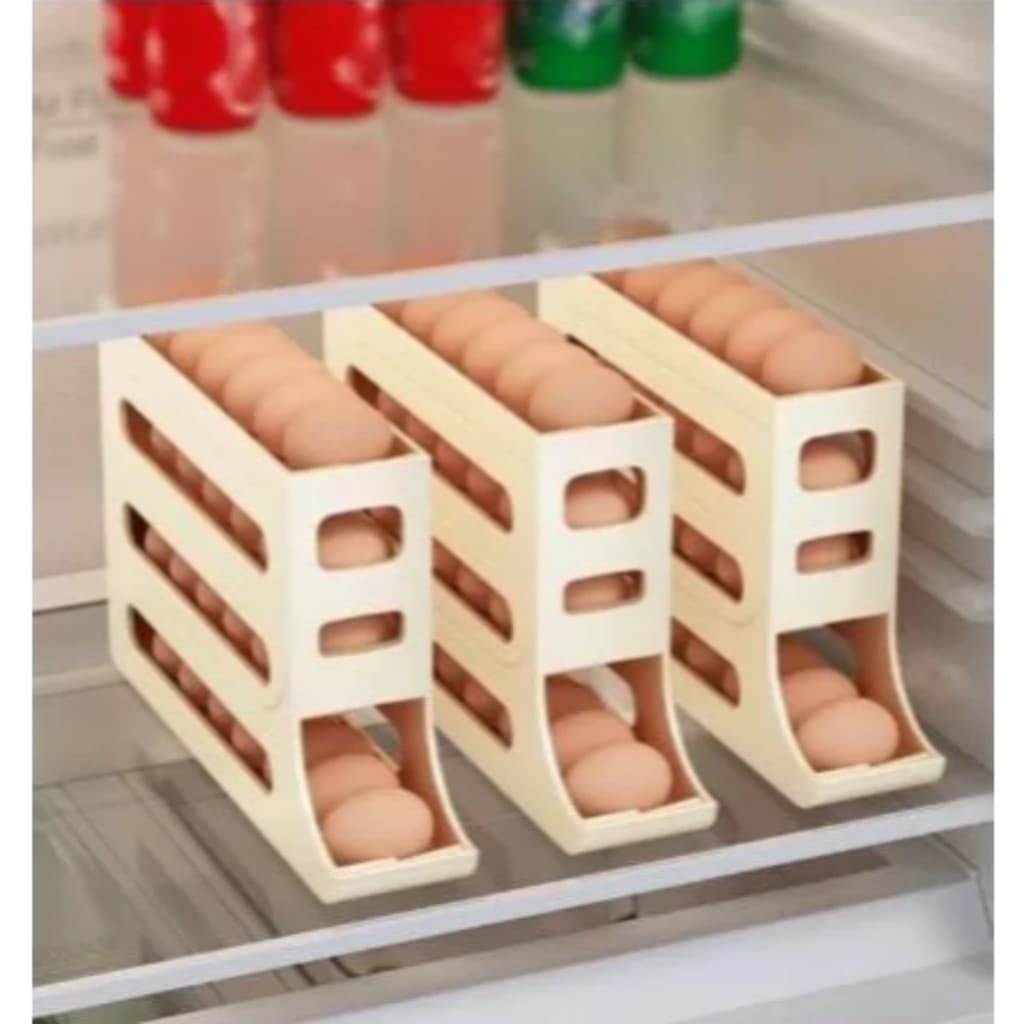 Organizador Porta Ovos Suporte 4 Andares Rolante Para 30 Ovos Dispenser Armazena e organizador de Geladeira